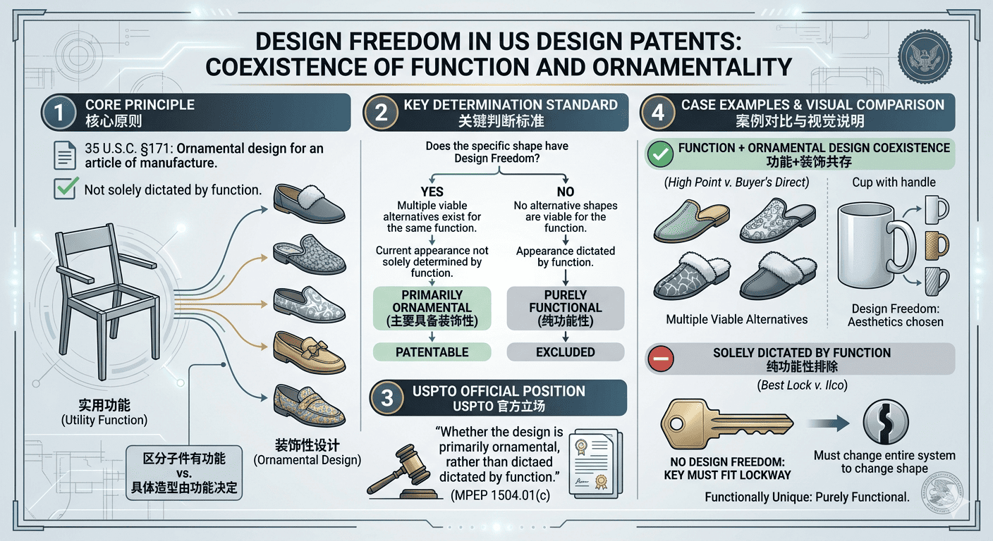 造型自由度(Design Freedom)在美国外观设计专利中的含义与用法